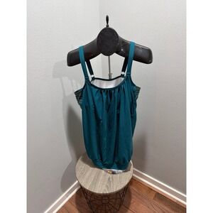 Bloomchic Bandana Patchwork Gathered Cut Out Tankini Swim Top Size 18-24